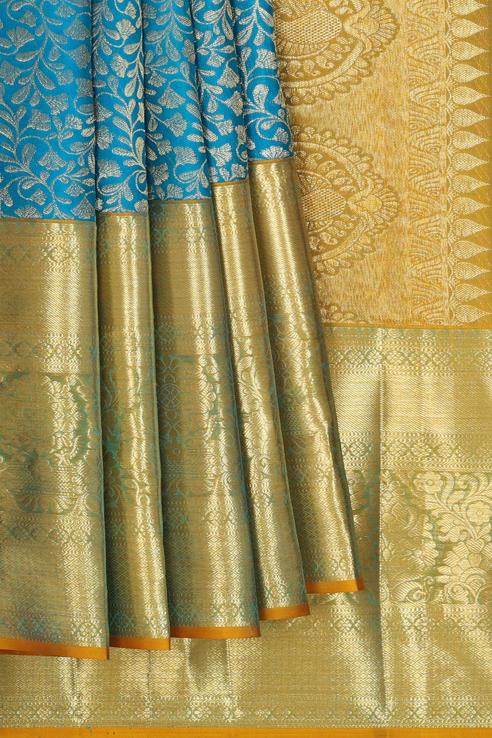 Image of Kanchipattu Silk Blue Saree