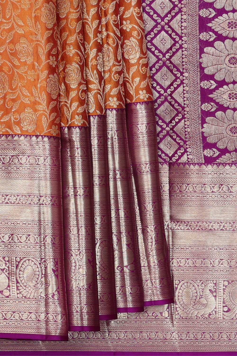 Image of Kanchipattu Silk Orange Saree