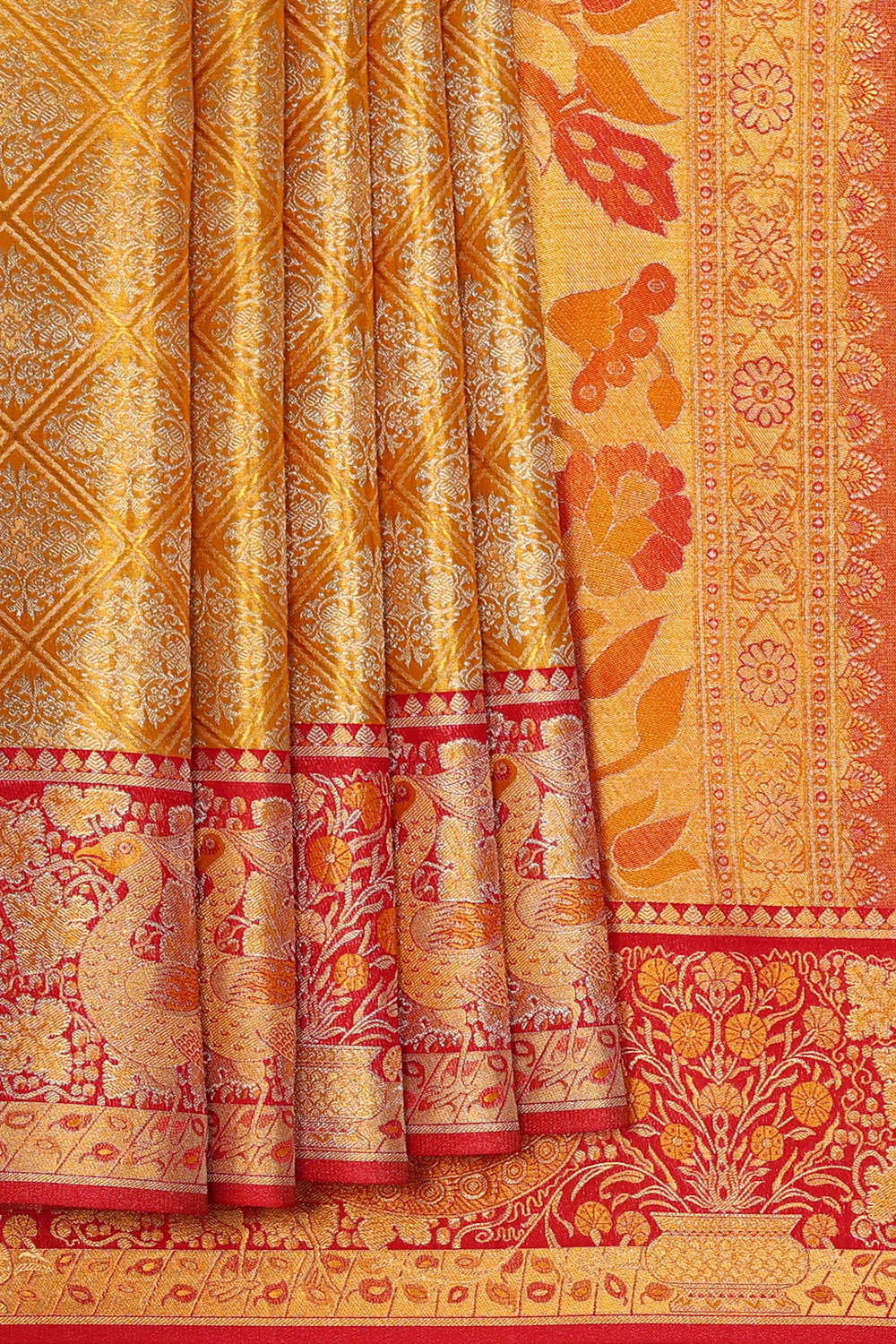 Image of Kanchipattu Tissue Silk Golden Saree