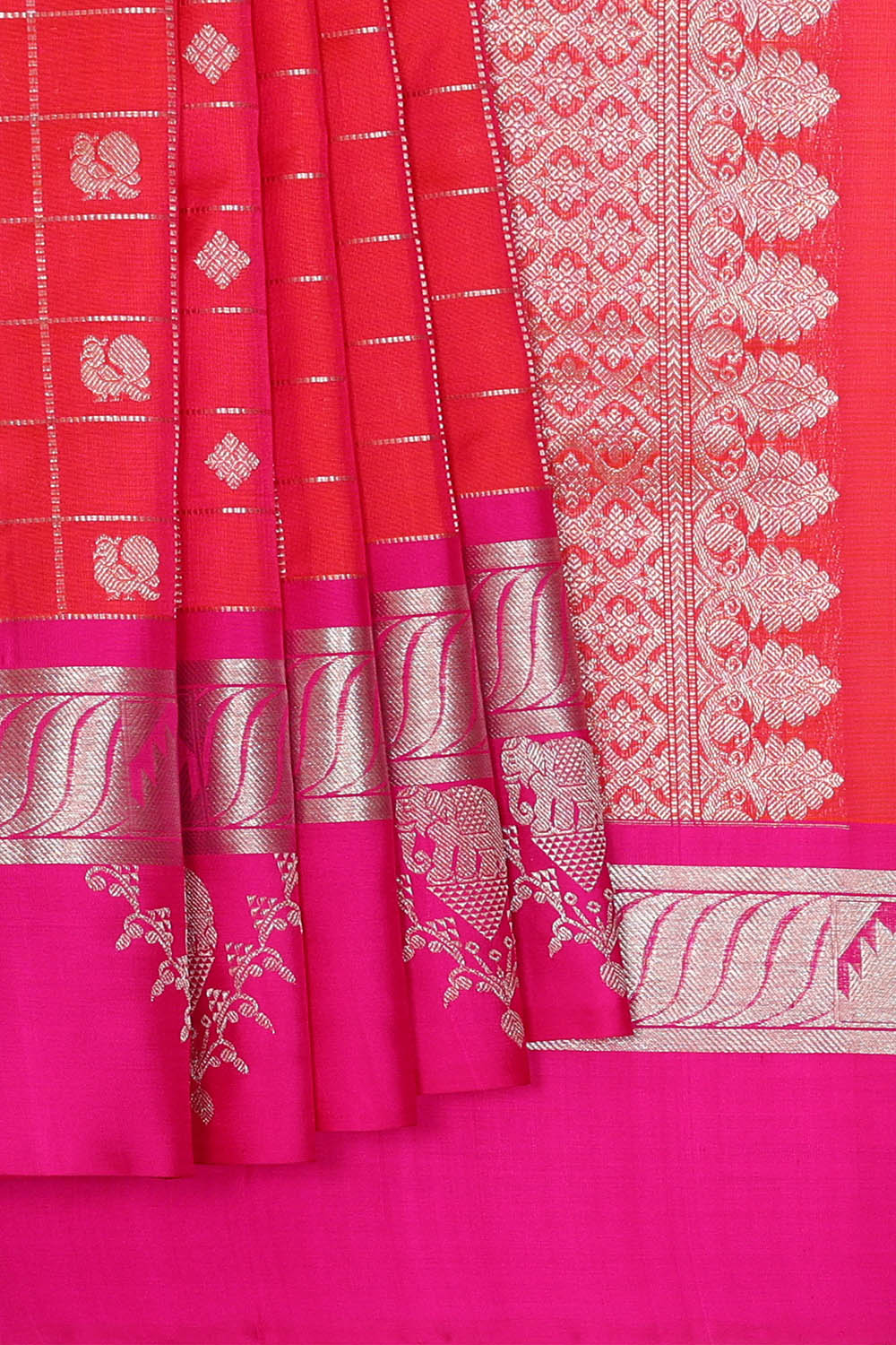 Image of Venkatagiri Silk Orange Saree