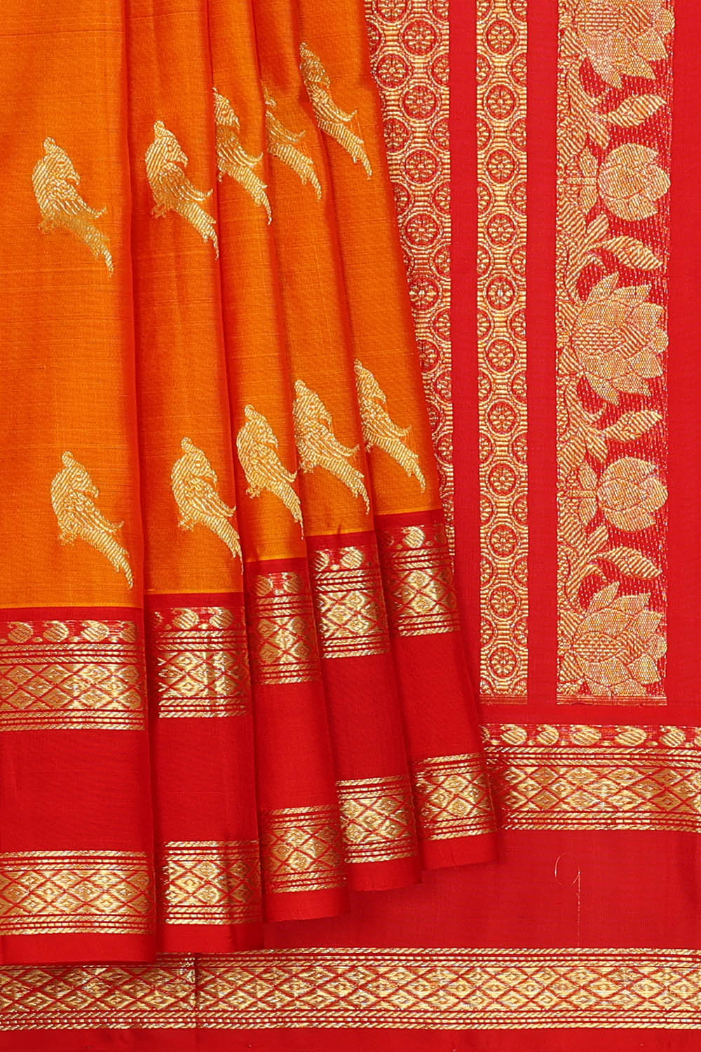 Image of Venkatagiri Silk Orange Saree