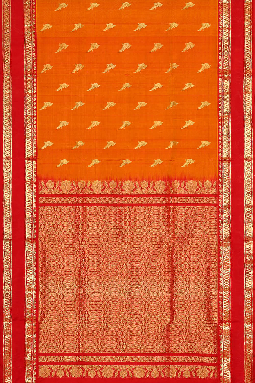 Image of Venkatagiri Silk Orange Saree