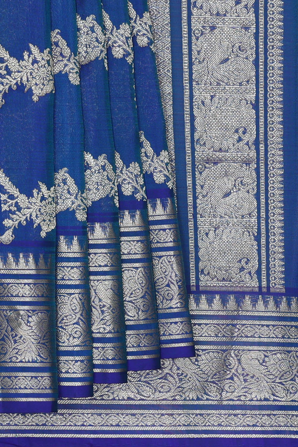 Image of Venkatagiri Silk Blue Saree