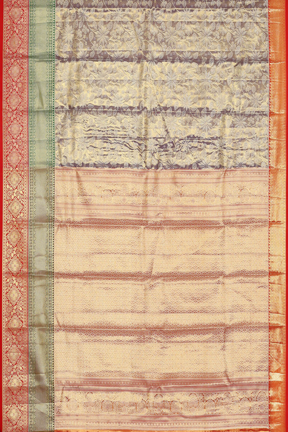 Image of Kanchipattu Tissue Brocade Silver Blue Saree