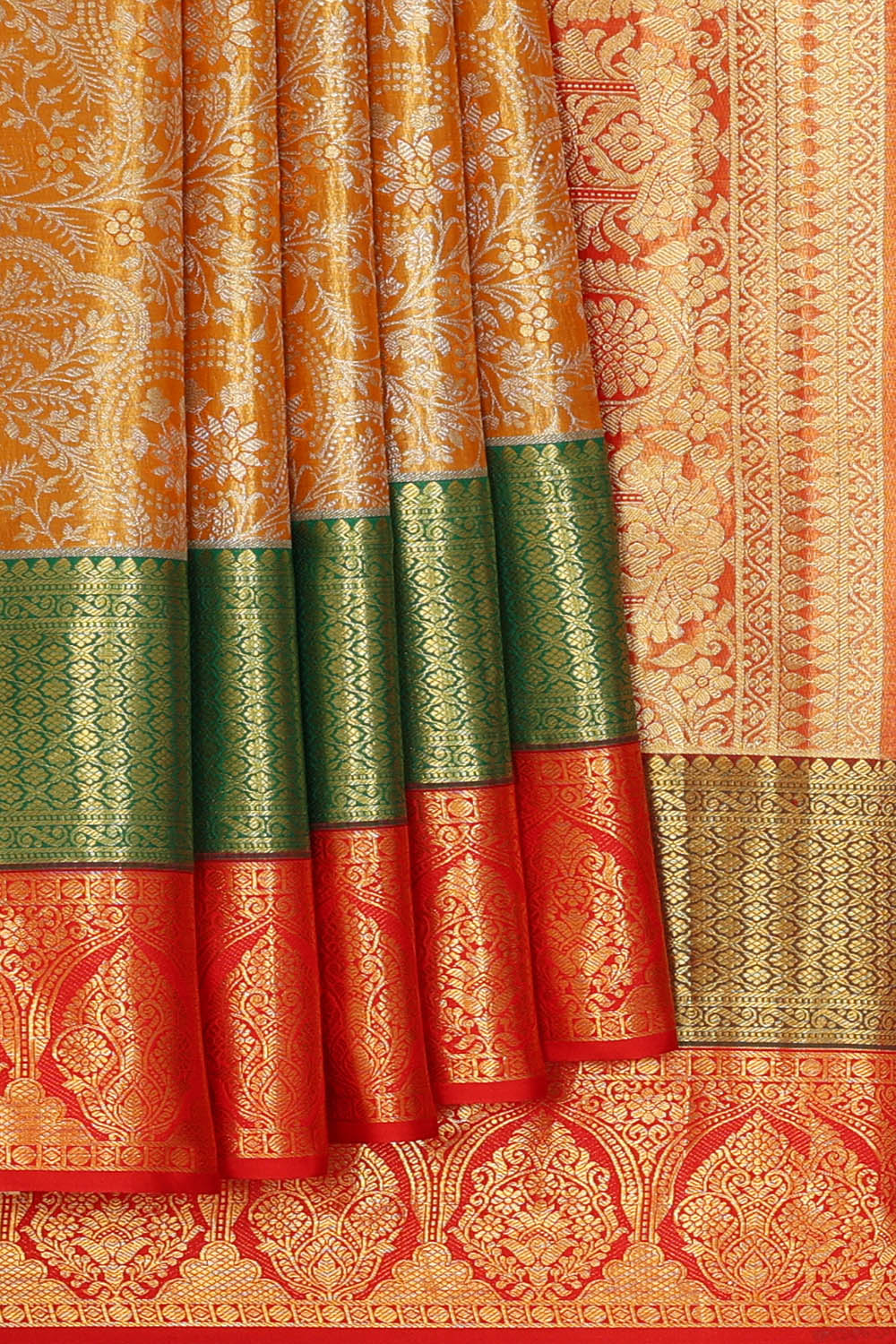 Image of Kanchipattu Tissue Brocade Golden Saree
