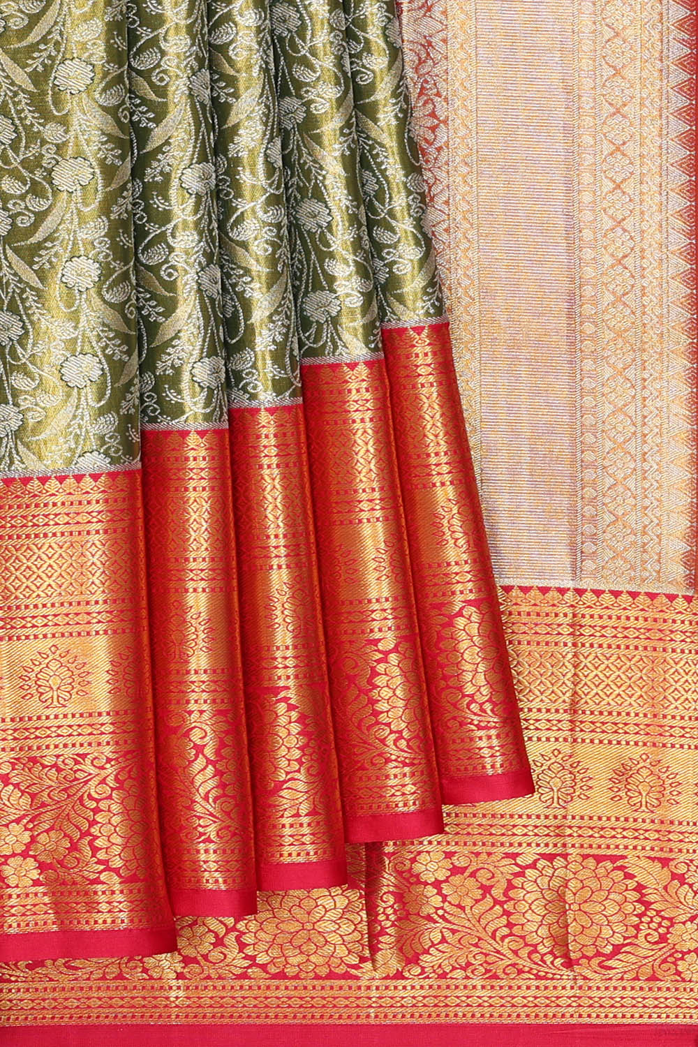 Image of Kanchipattu Tissue Brocade Green Saree