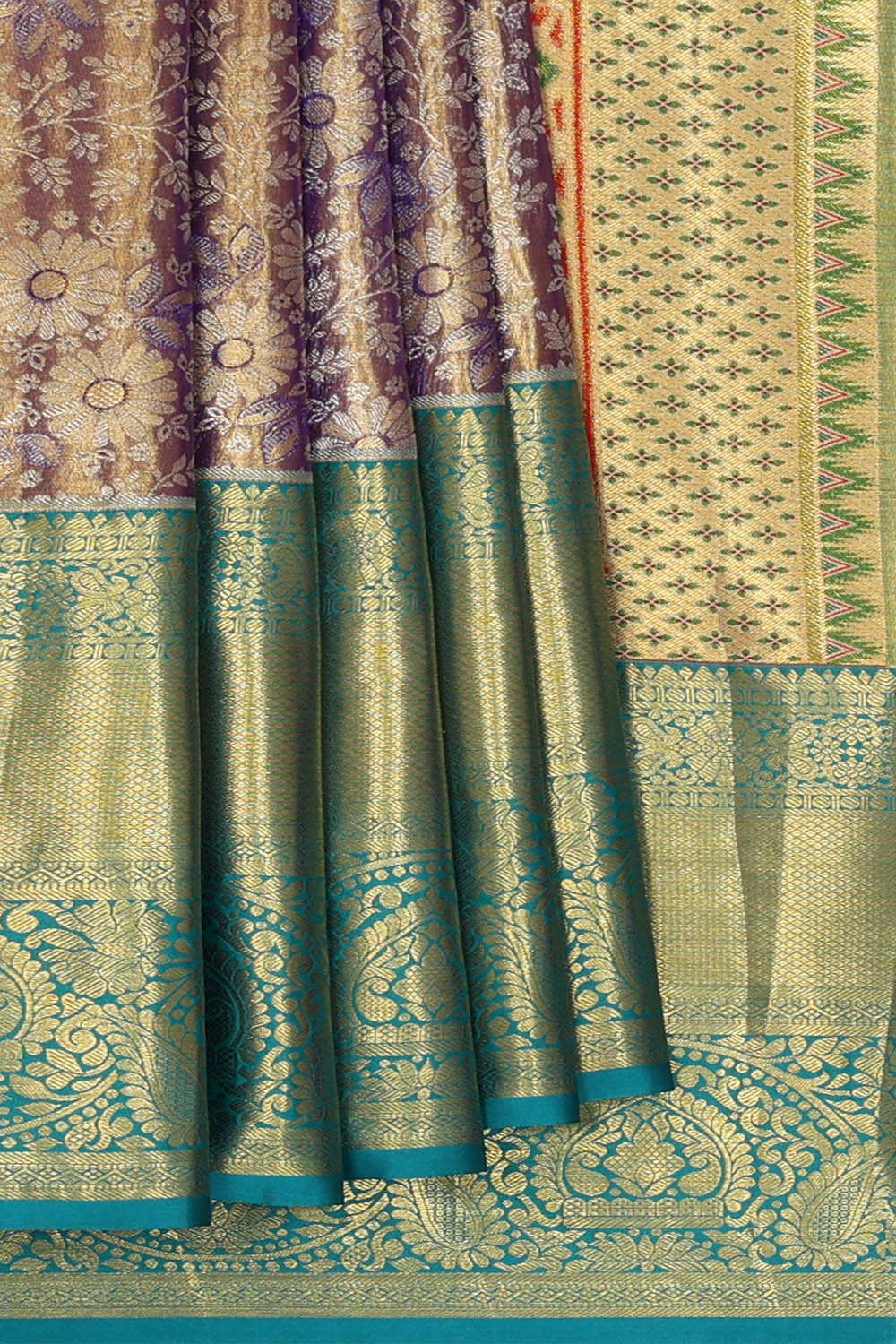 Image of Kanchipattu Tissue Brocade Violet Saree