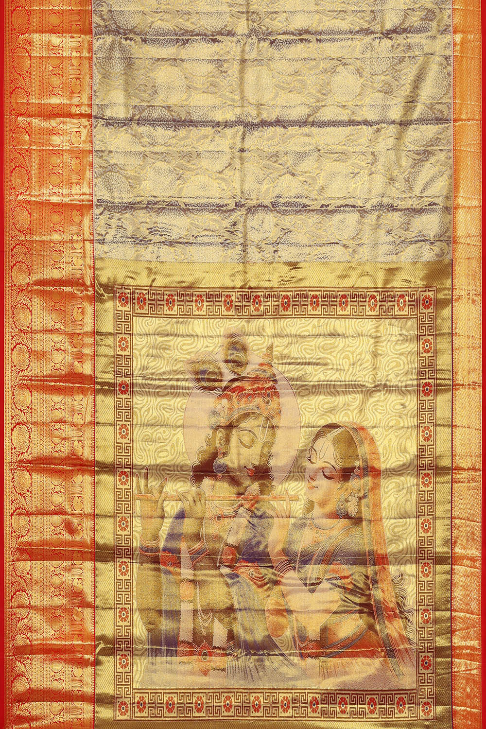 Image of Kanchipattu Tissue Brocade Silver Blue Saree
