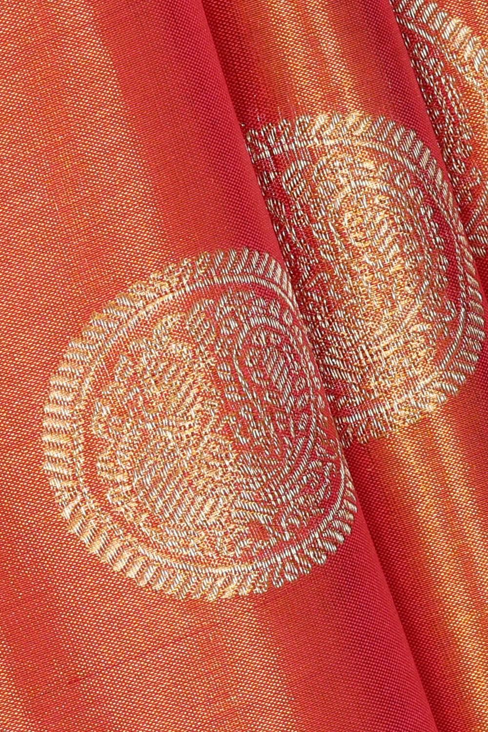 Image of Kanchipattu Silk Peach Orange Saree