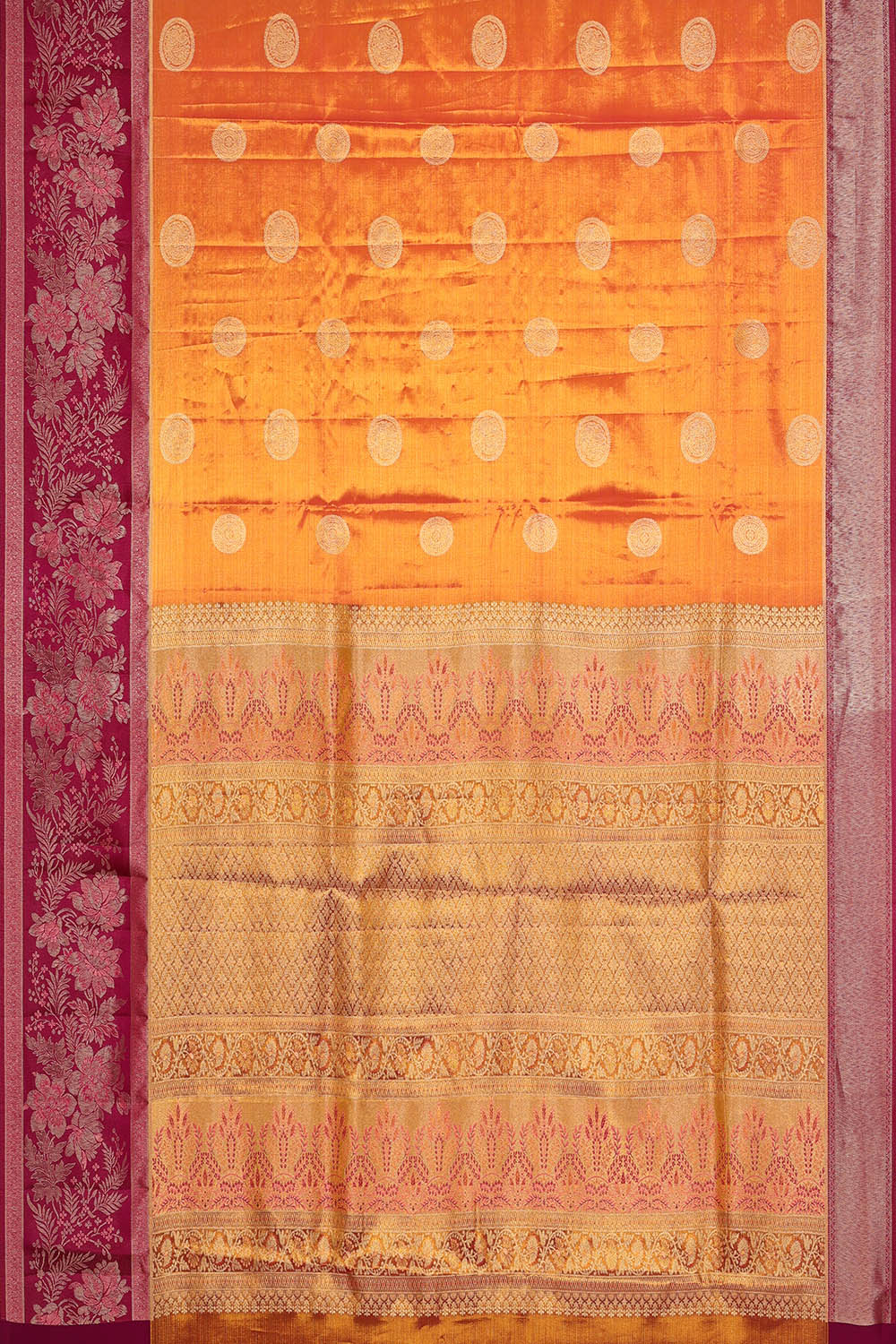 Image of Kanchipattu Silk Peach Orange Saree