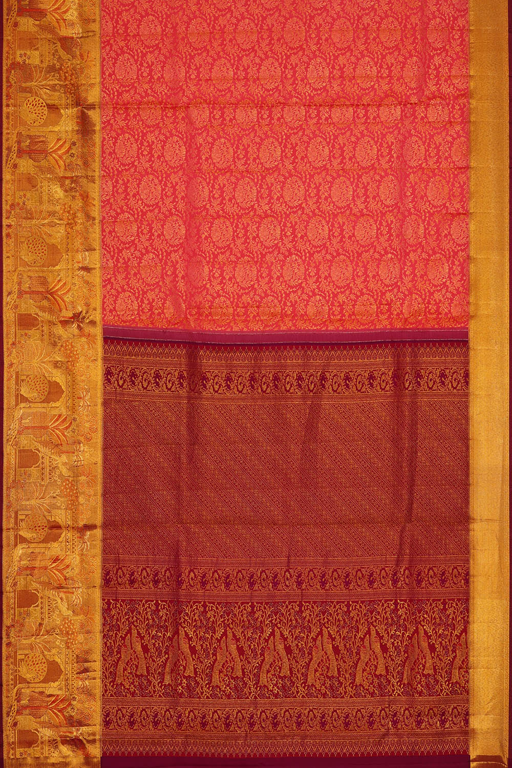 Image of Kanchipattu Silk Peach Pink Saree