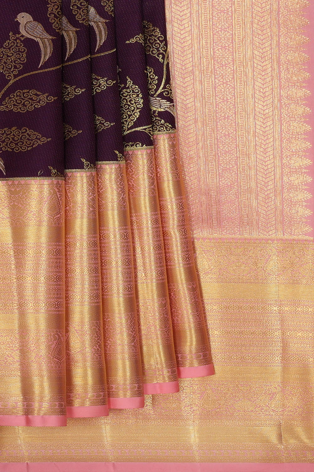 Image of Kanchipattu Silk Dark Purple Saree
