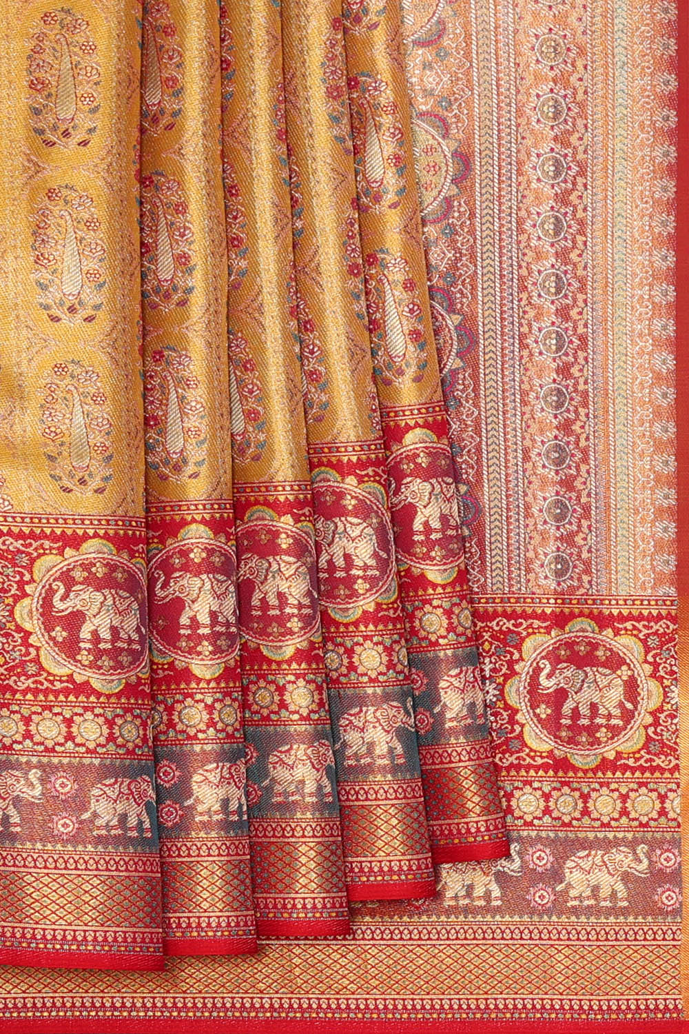 Image of Kanchipattu Tissue Brocade Golden Saree