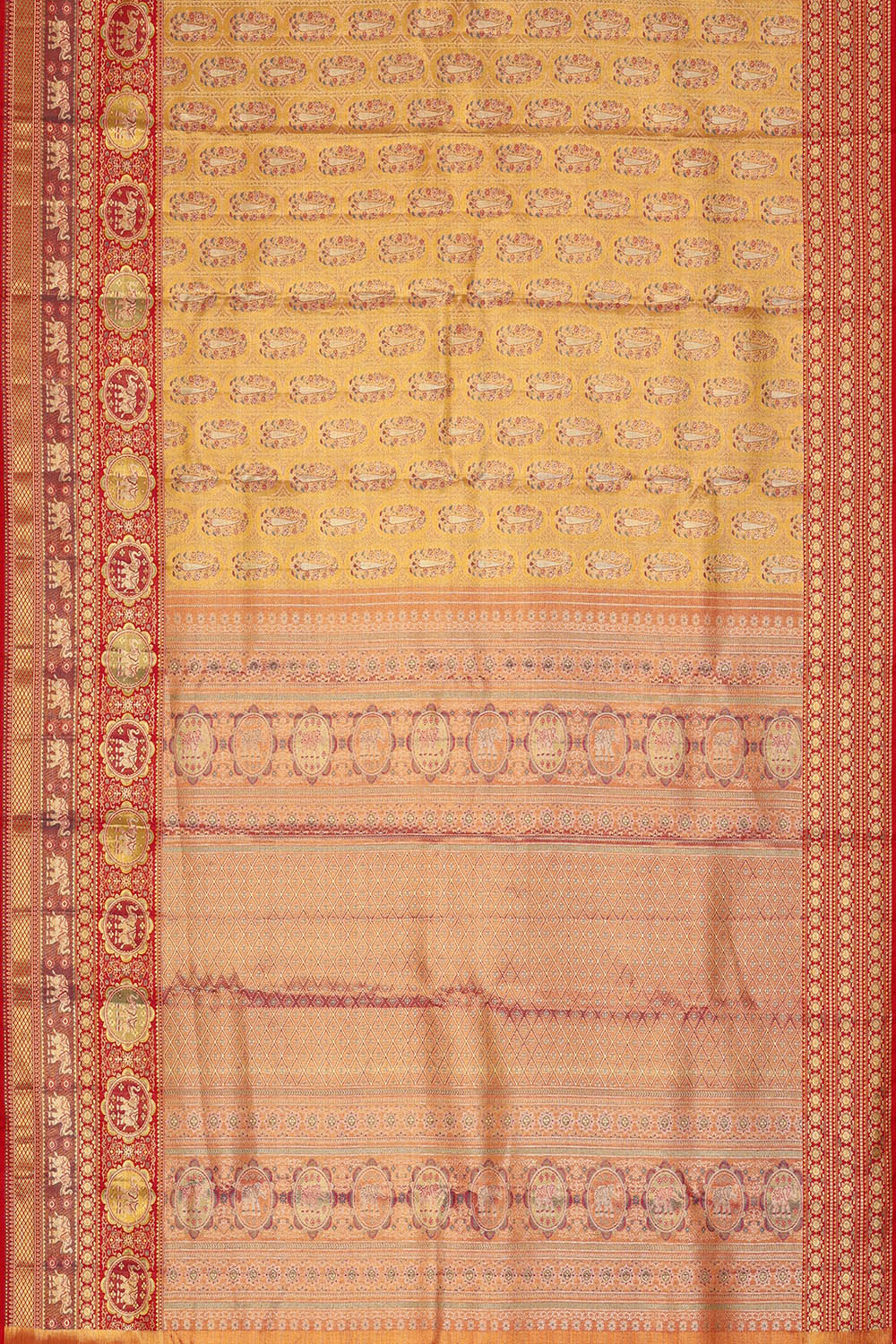 Image of Kanchipattu Tissue Brocade Golden Saree