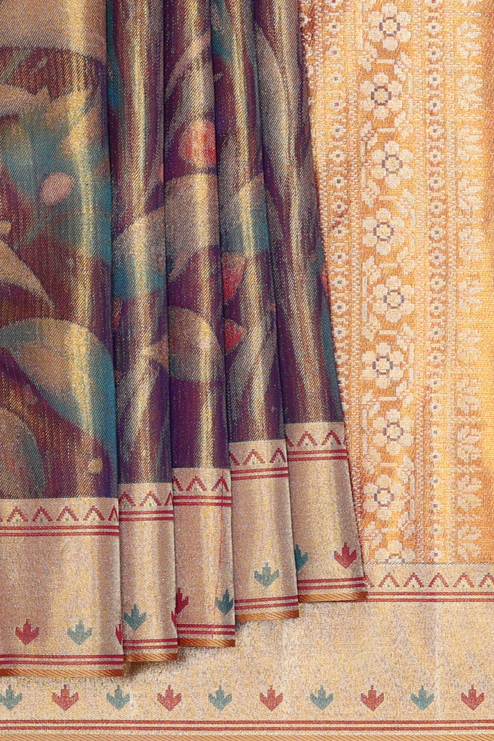 Image of Kanchipattu Tissue Brocade Multi-Colour Saree
