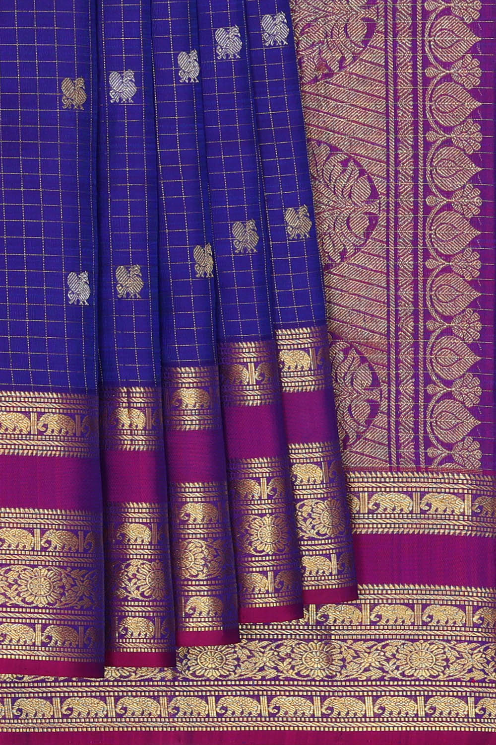 Image of Kanchipattu Silk Blue Saree