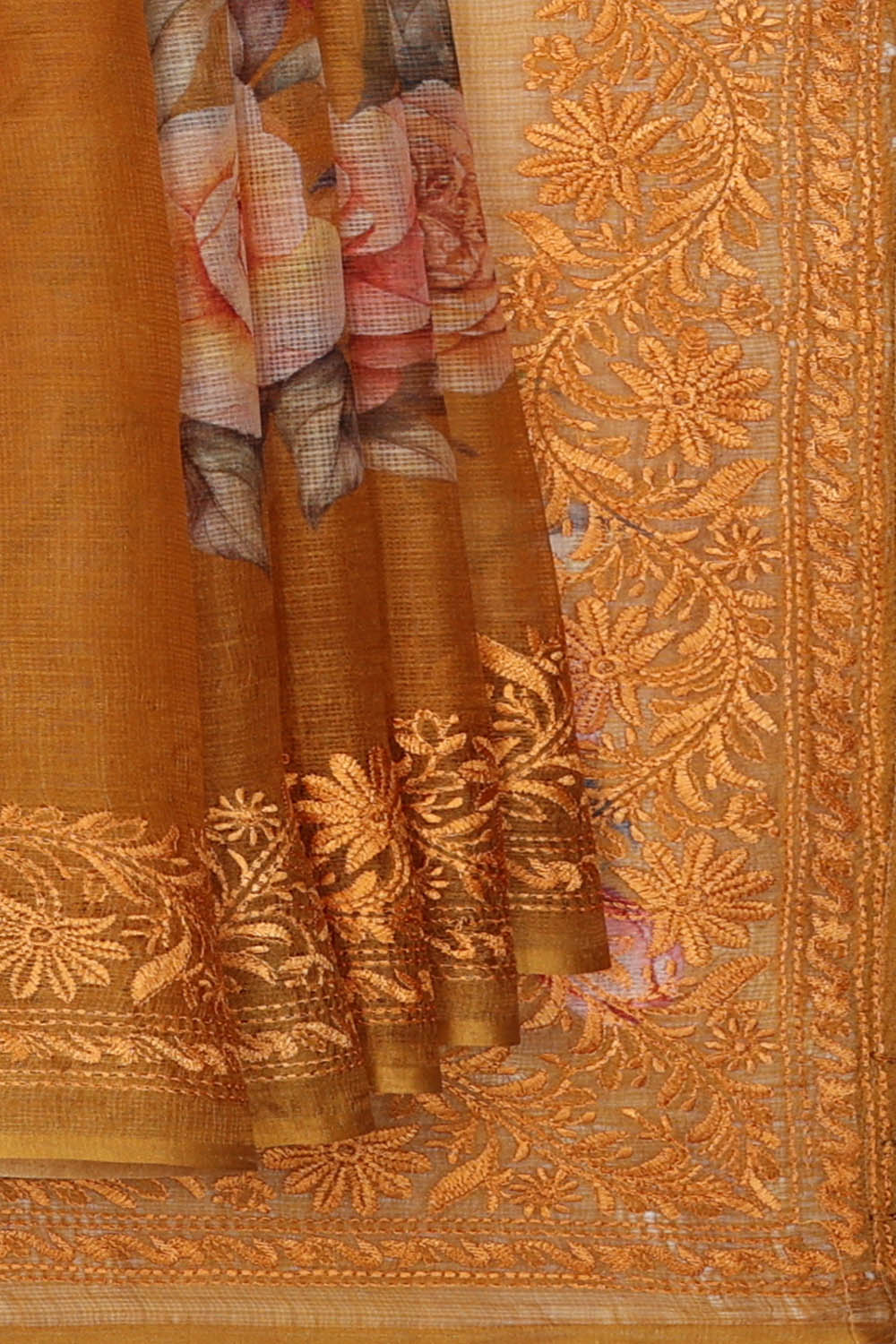 Image of Kota Silk Mustard Yellow Saree
