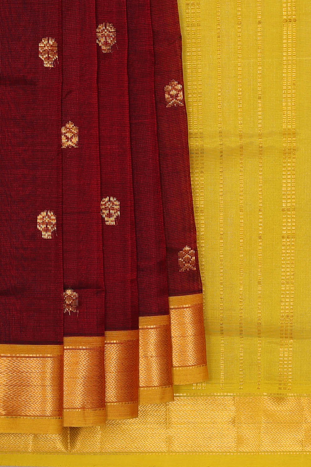 Image of Venkatagiri Cotton Silk Maroon Saree