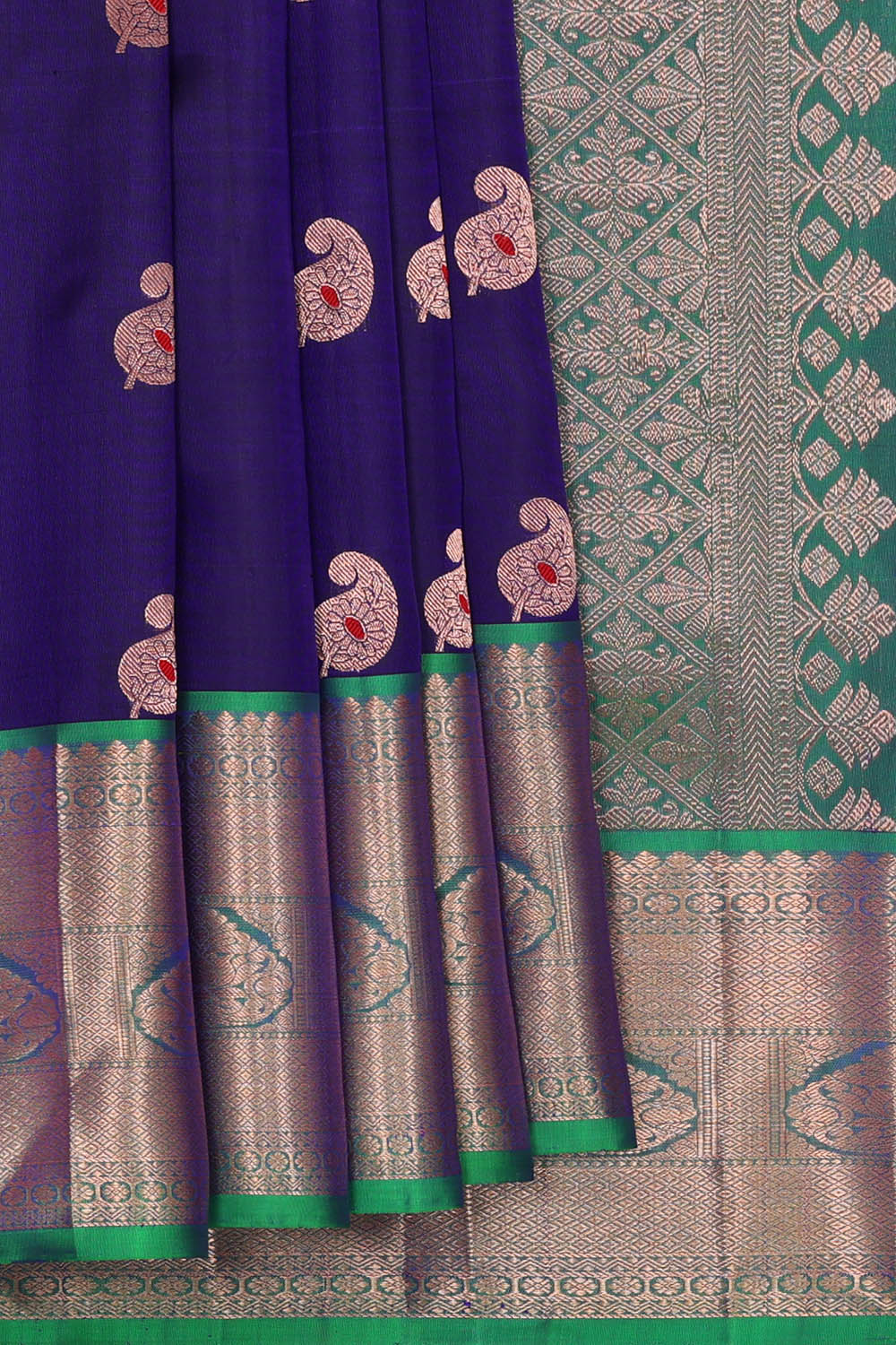 Image of Kanchipattu Silk Blue Saree