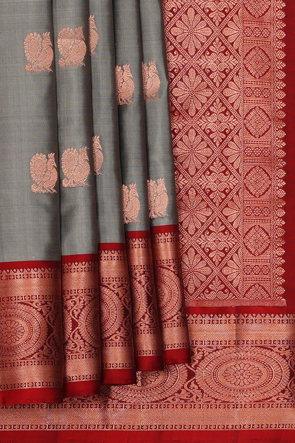 Image of Kanchipattu Silk Grey Saree