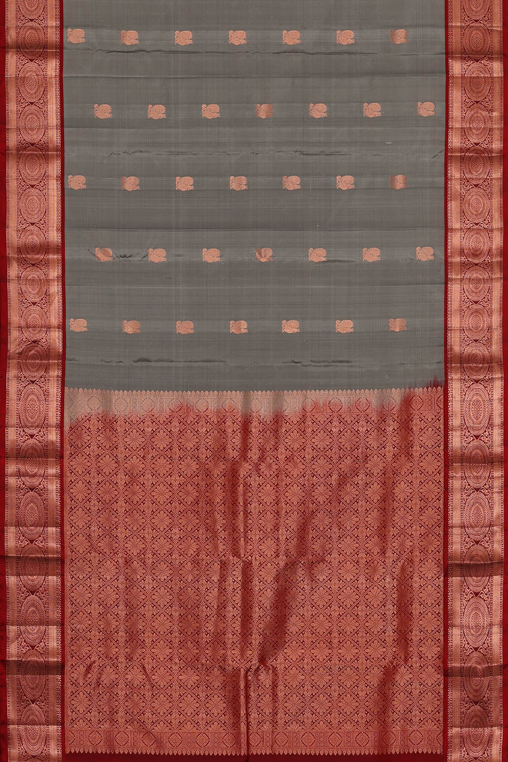 Image of Kanchipattu Silk Grey Saree