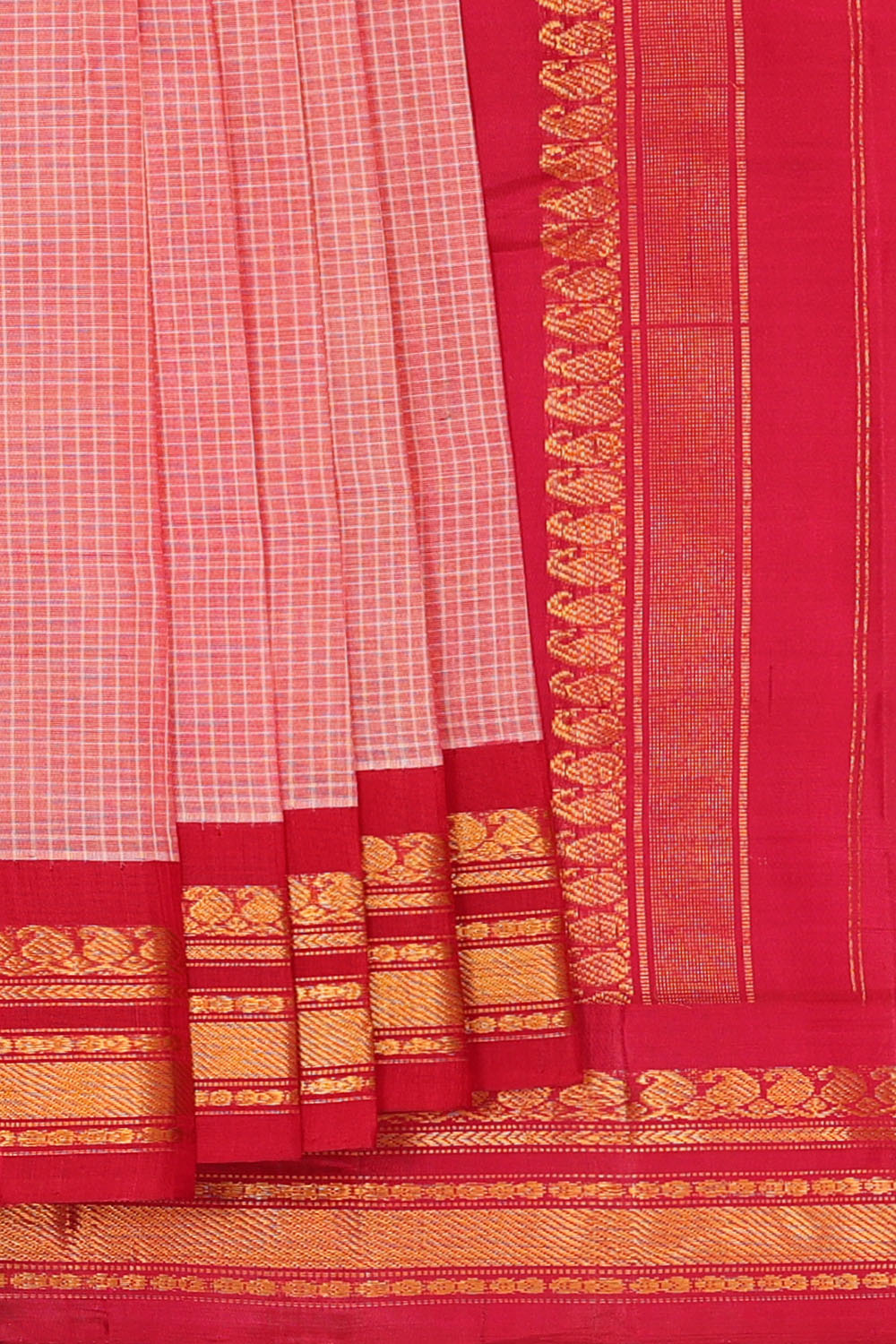 Image of Pink Cotton Gadwal Saree