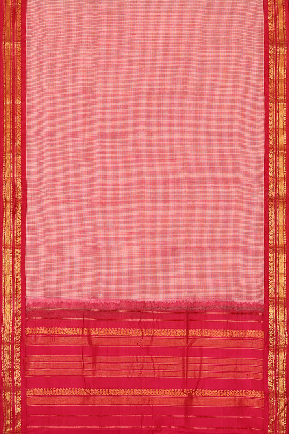 Image of Pink Cotton Gadwal Saree