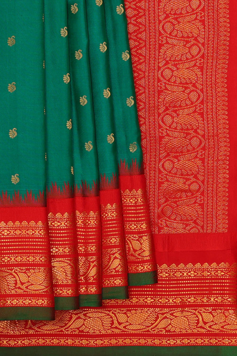 Image of Gadwal Silk Green Saree