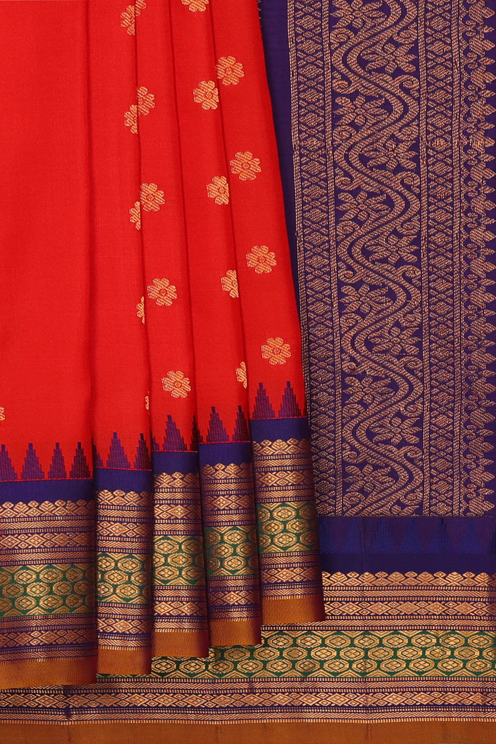 Image of Gadwal Silk Red Saree