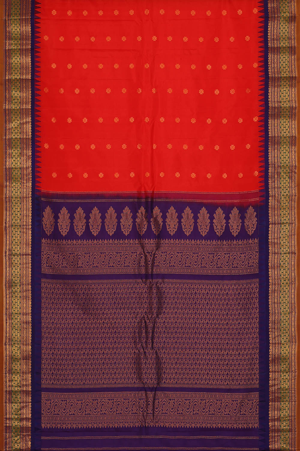 Image of Gadwal Silk Red Saree