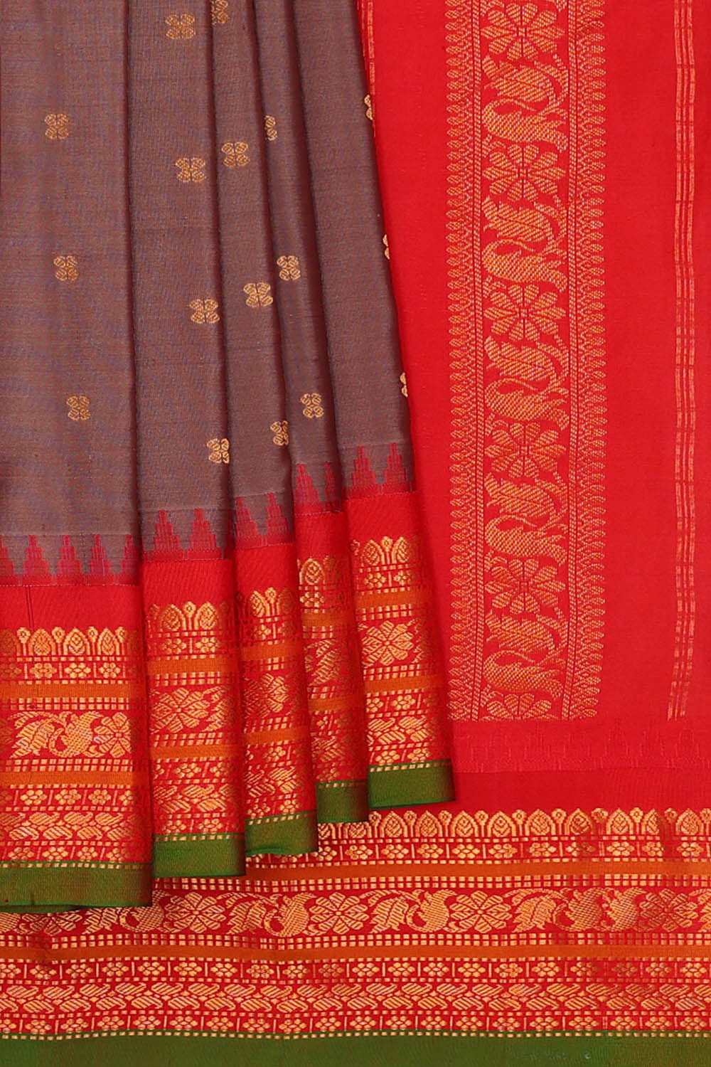 Image of Gadwal Silk Light Brown Saree
