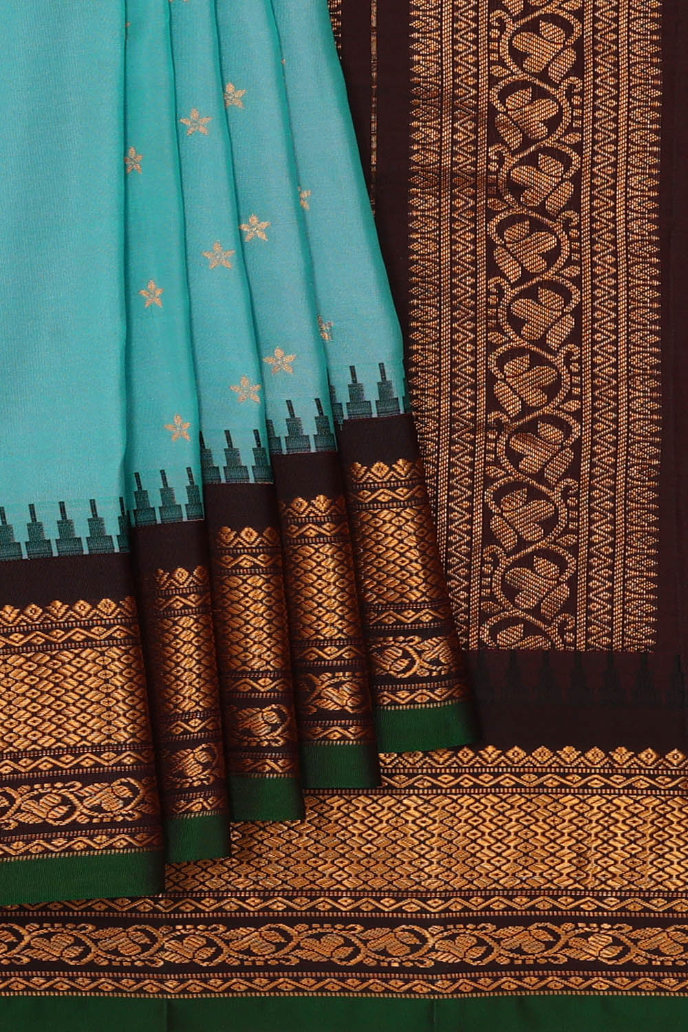 Image of Gadwal Silk Sky Blue Saree
