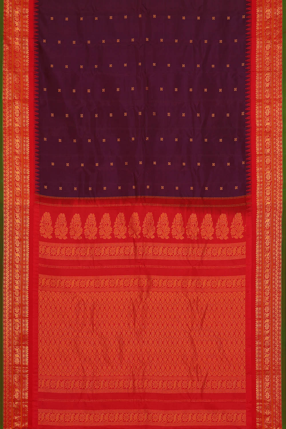 Image of Gadwal Silk Wine Purple Saree