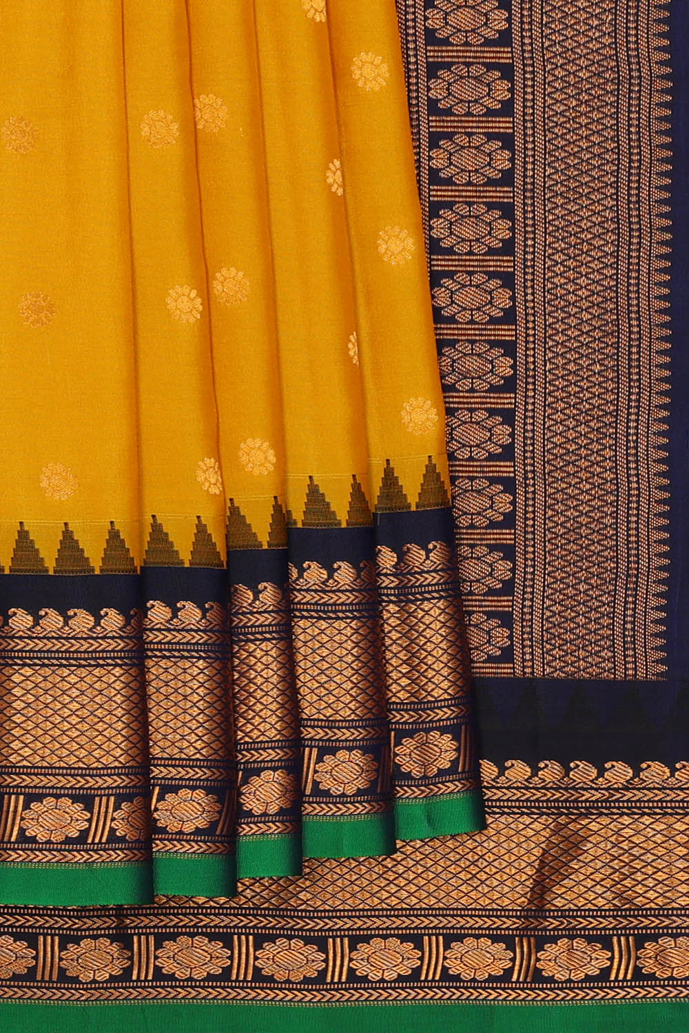 Image of Gadwal Silk Yellow Saree