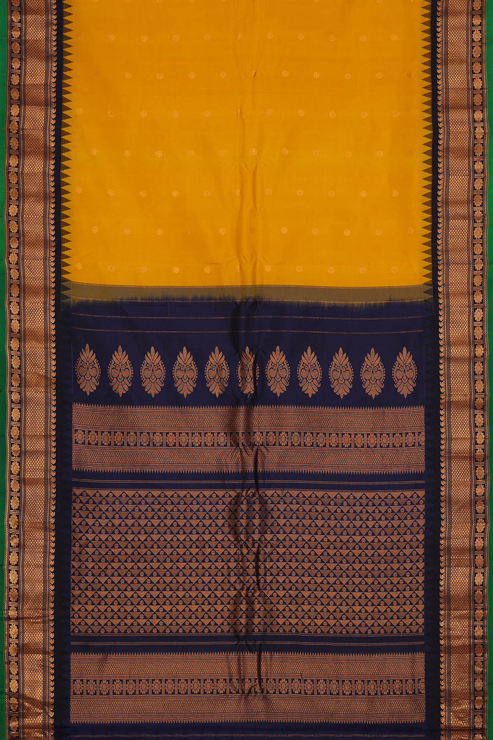 Image of Gadwal Silk Yellow Saree