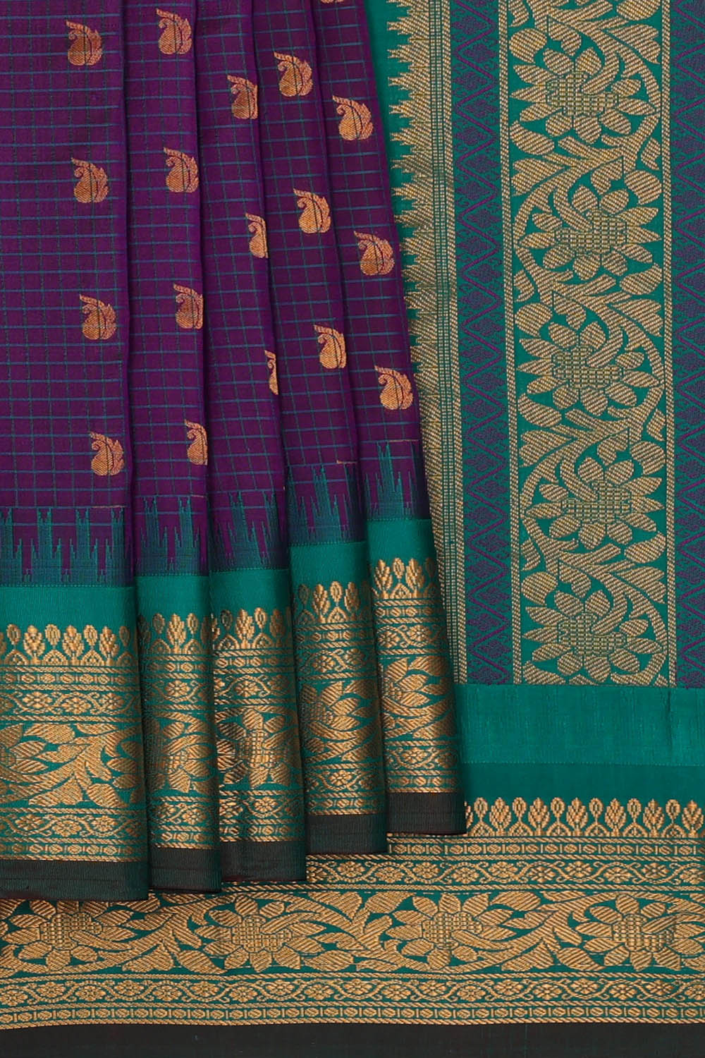 Image of Gadwal Silk Violet Saree