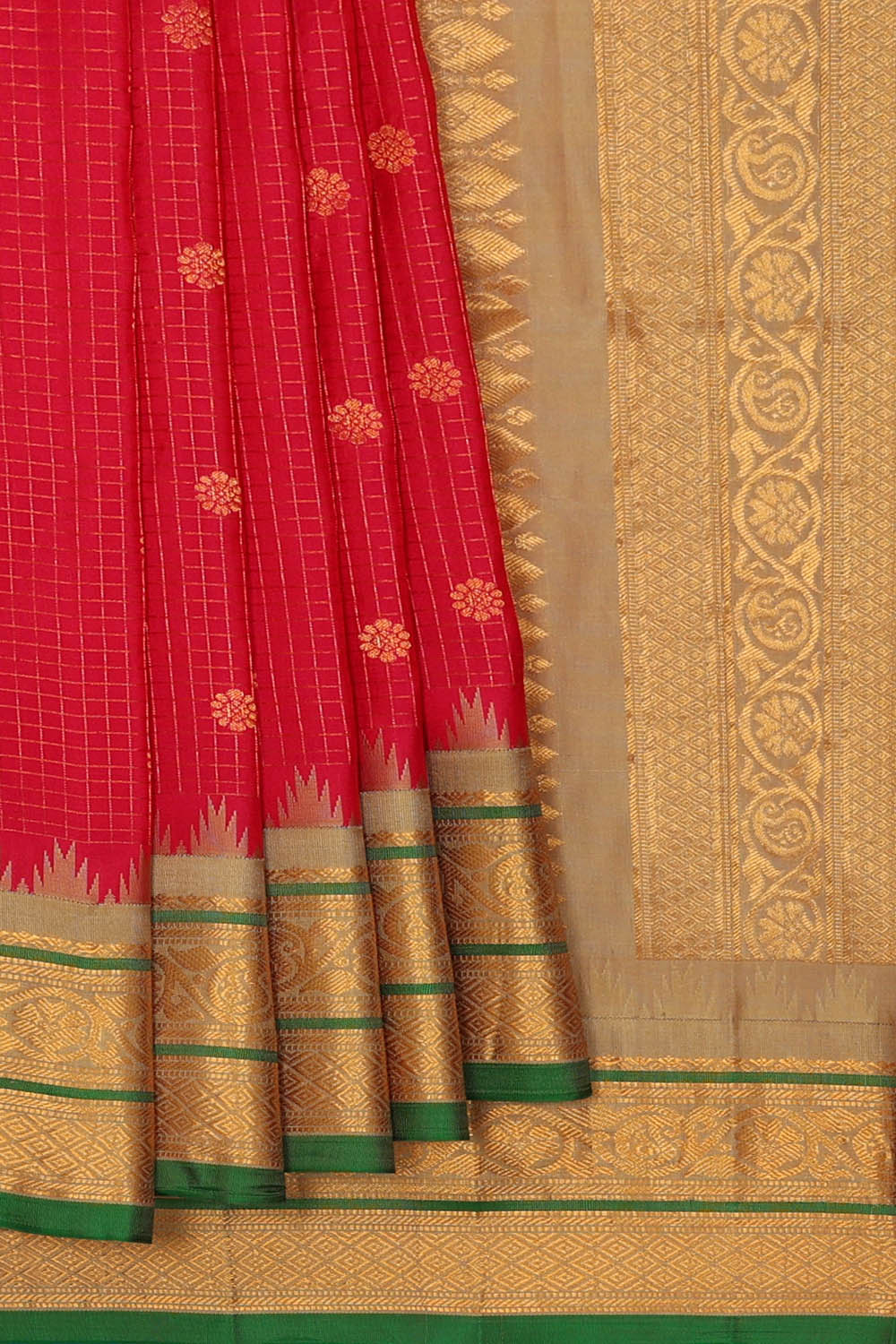 Image of Gadwal Silk Red Saree