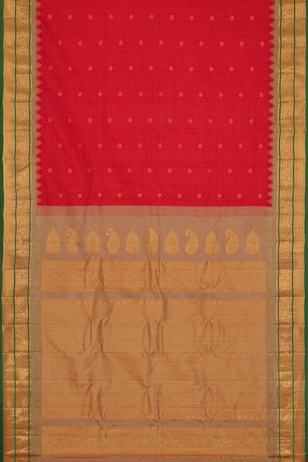 Image of Gadwal Silk Red Saree