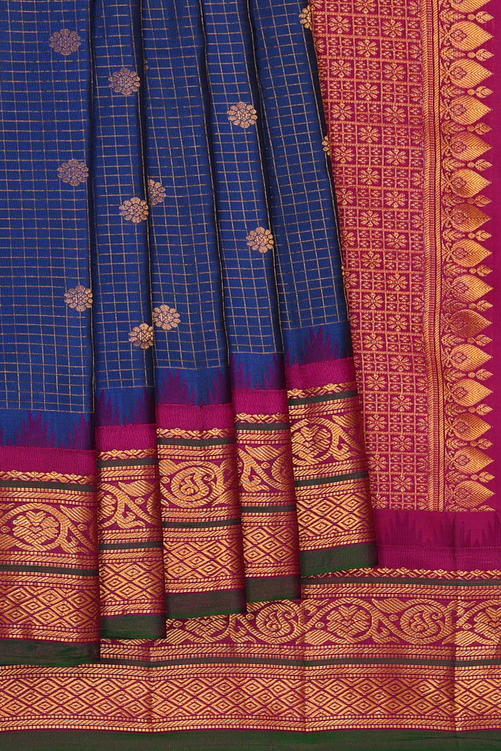 Image of Gadwal Silk Dark Blue Saree