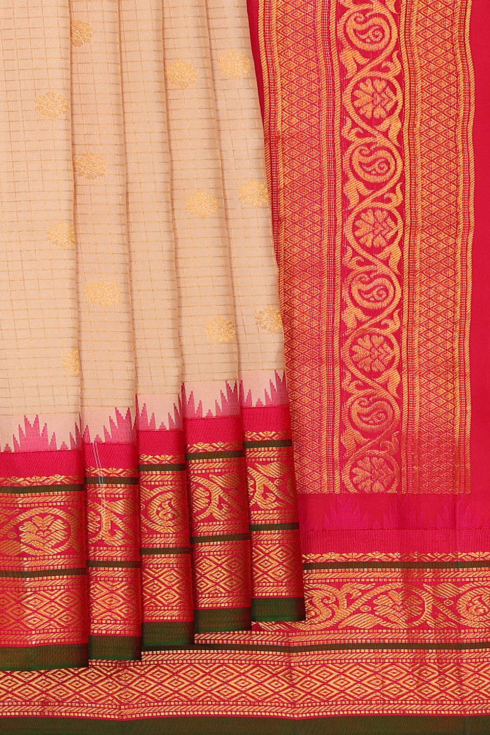 Image of Gadwal Silk Cream Saree