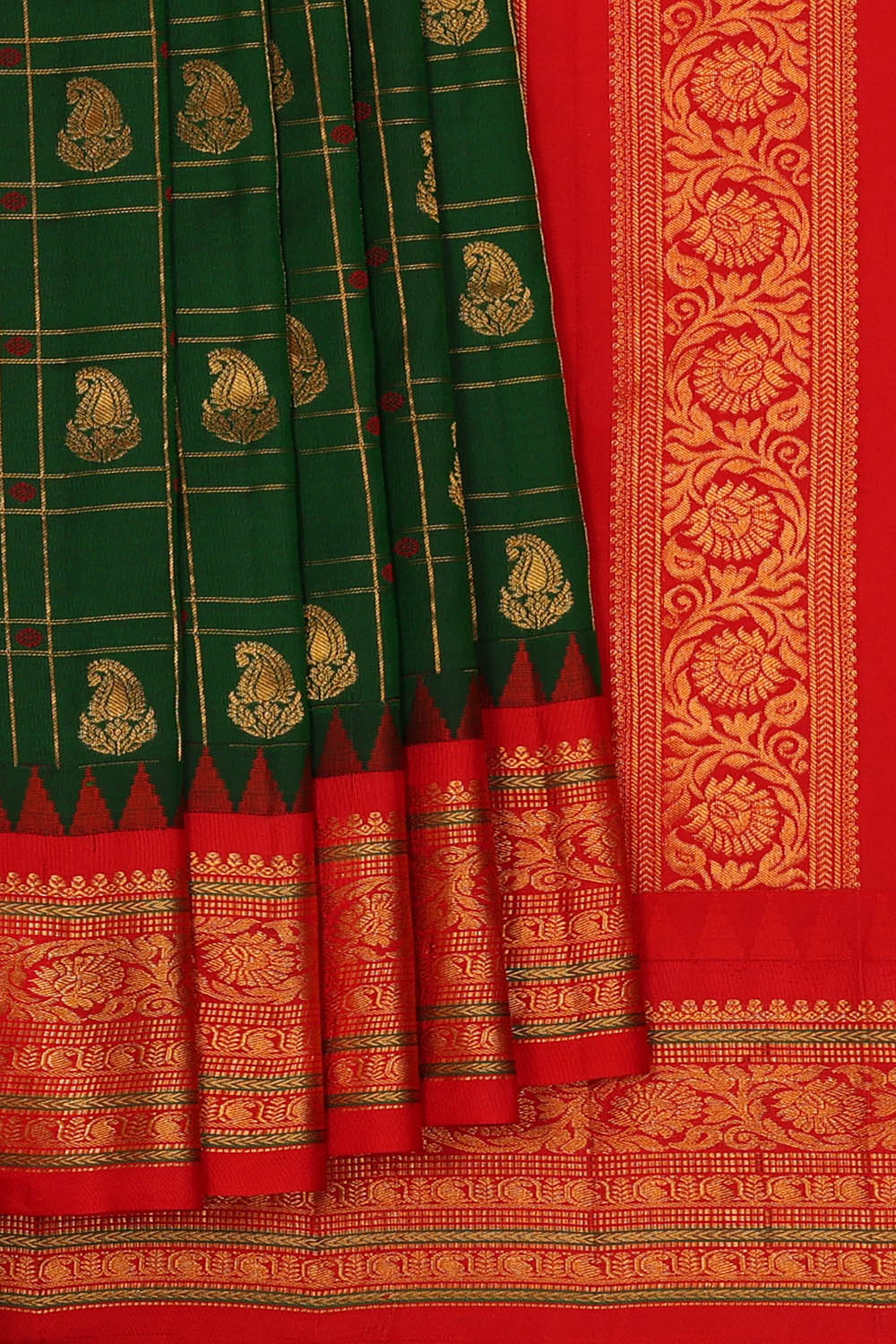 Image of Gadwal Silk Green Saree
