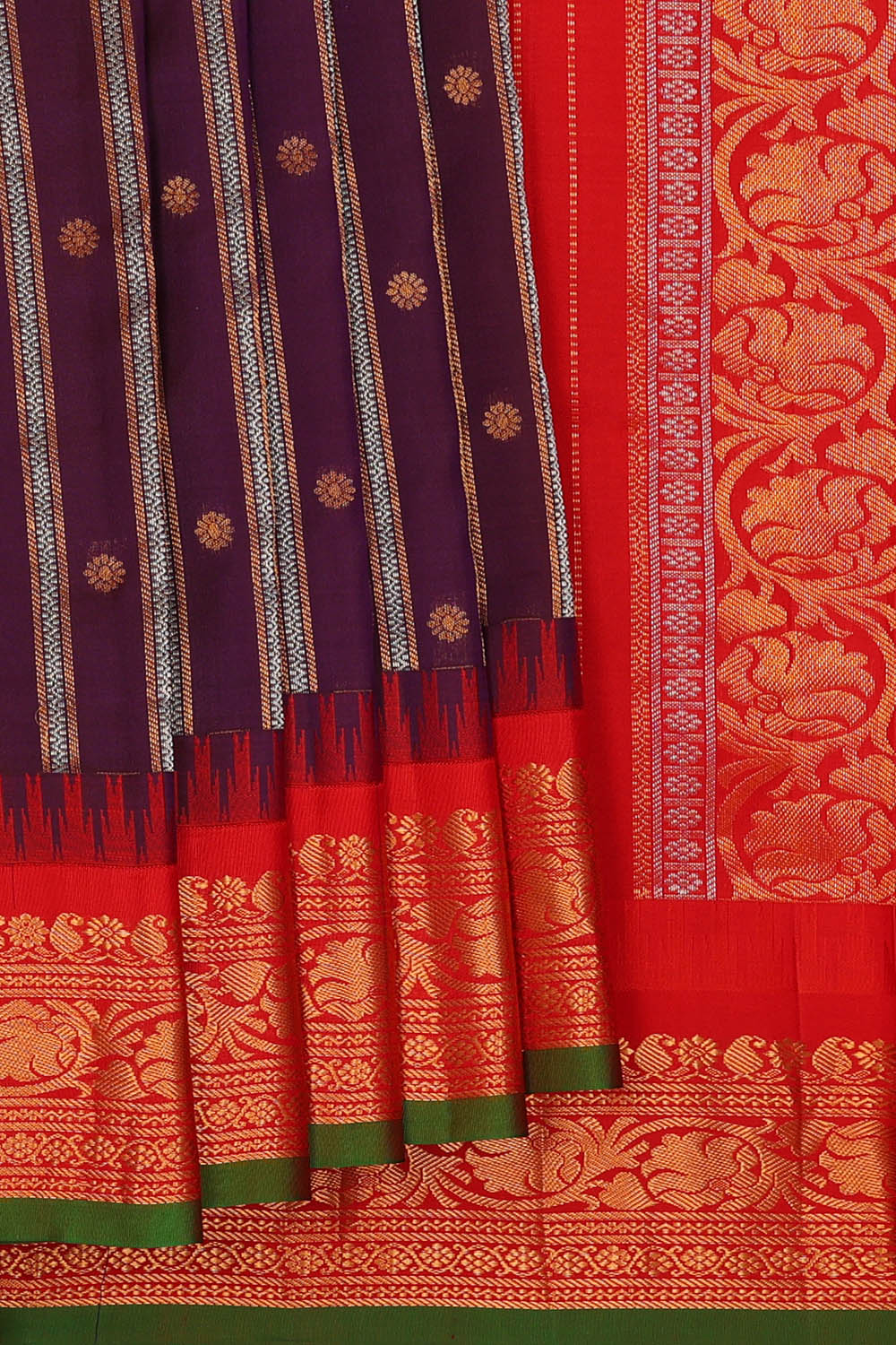 Image of Gadwal Silk Wine Purple Saree