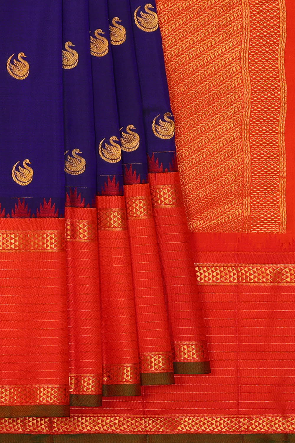 Image of Gadwal Silk Blue Saree