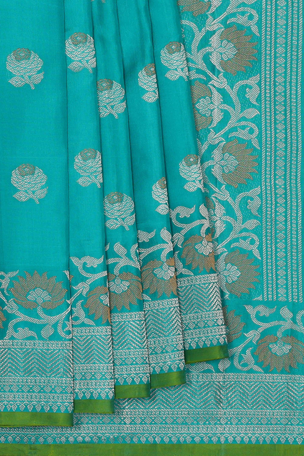 Image of Gadwal Silk Sky Blue Saree