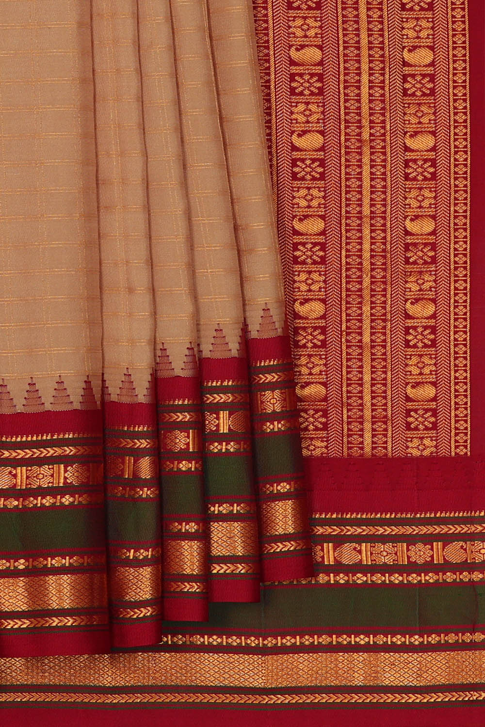 Image of Gadwal Silk Beige Saree