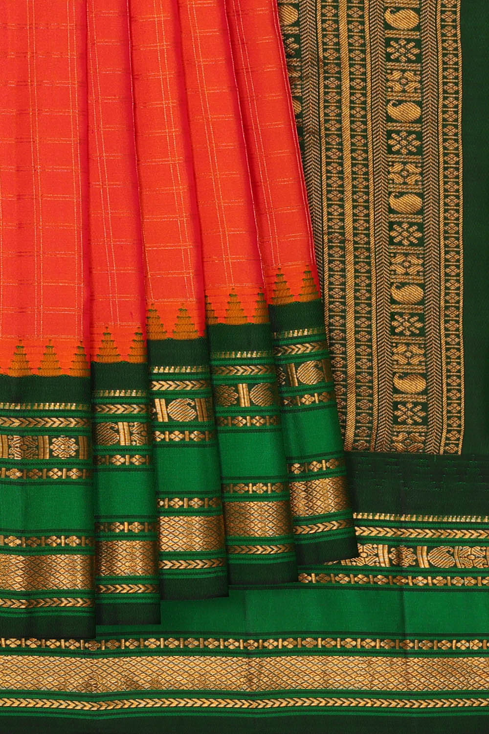Image of Gadwal Silk Orange Saree