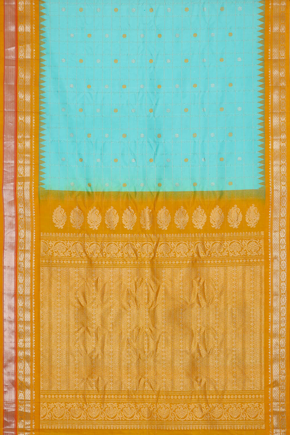 Image of Gadwal Silk Sky Blue Saree