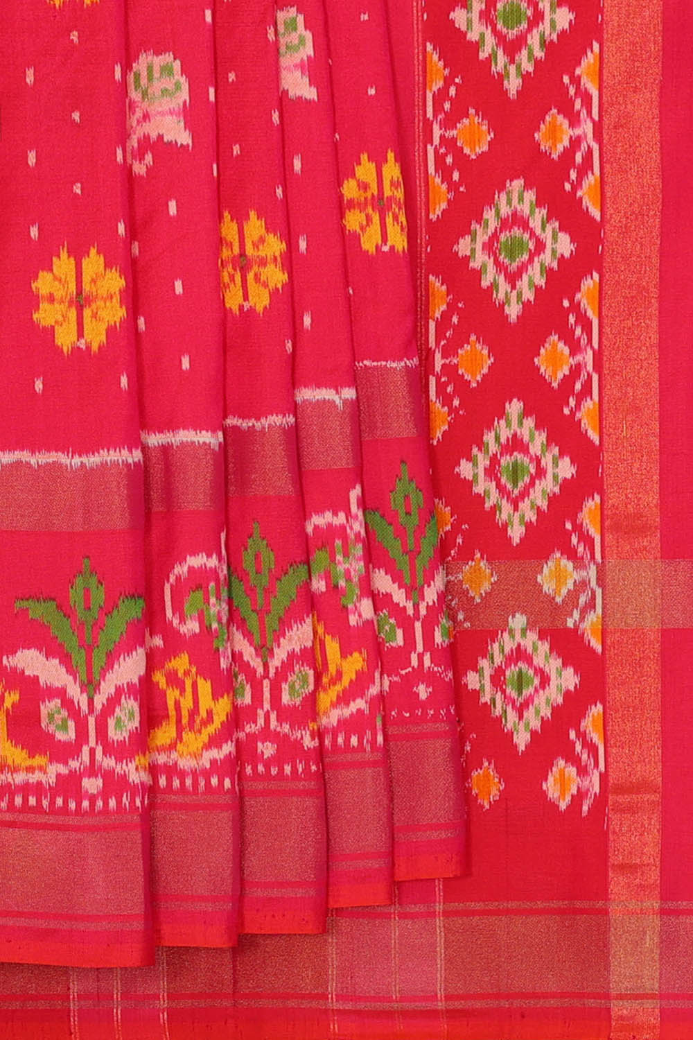 Image of Pochampally Ikat Silk Pink Saree