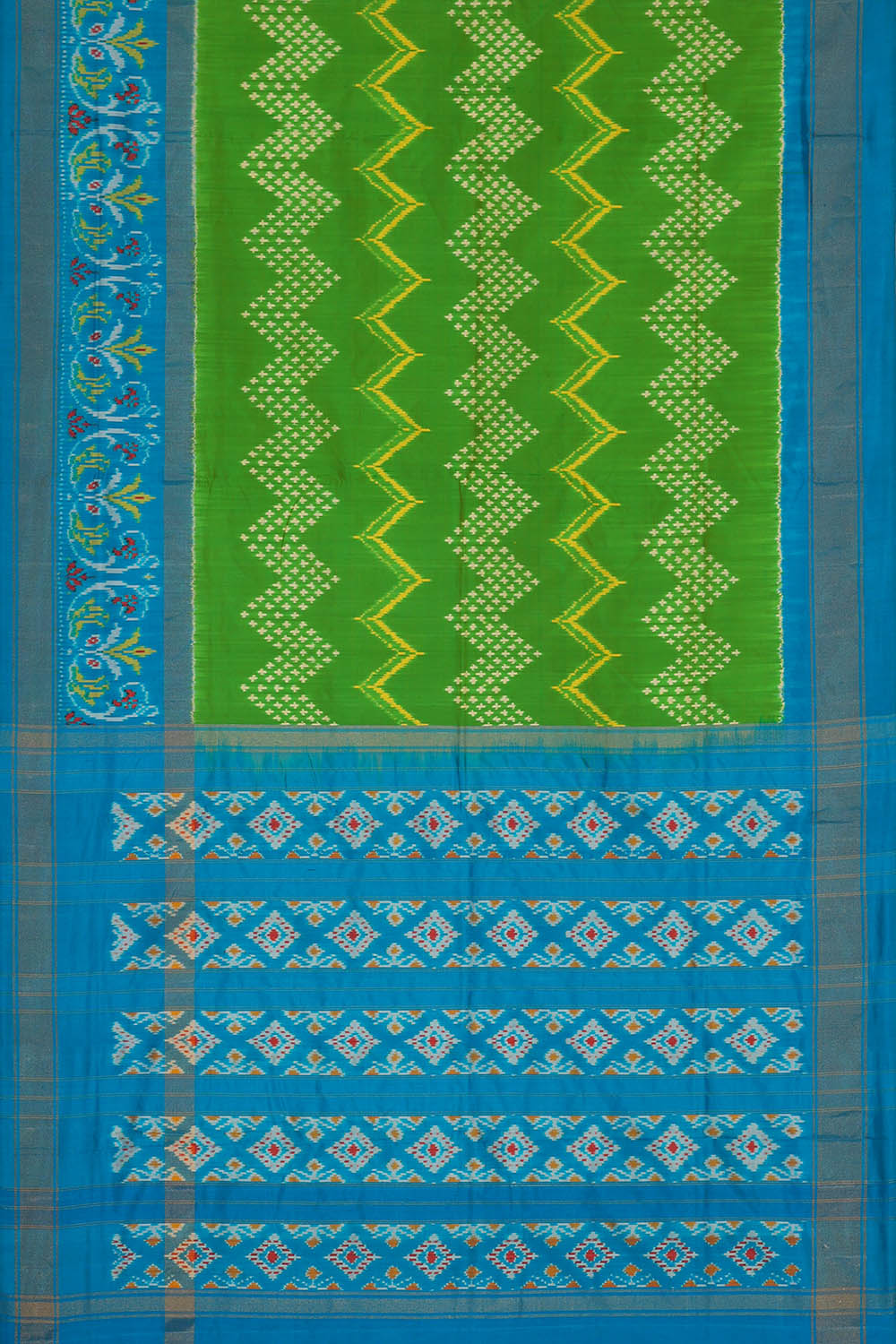 Image of Pochampally Ikat Silk Green Saree