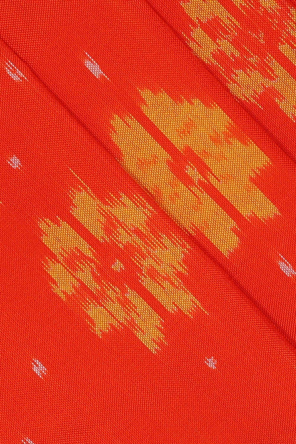 Image of Pochampally Ikat Silk Orange Saree